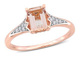 7/8 Carat (ctw) Octagon Morganite Ring in 10K Rose Pink Gold with Diamonds